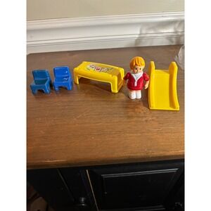 2001 Redbox My School Set doll Figure Slide Table Chairs 5pc Lot
